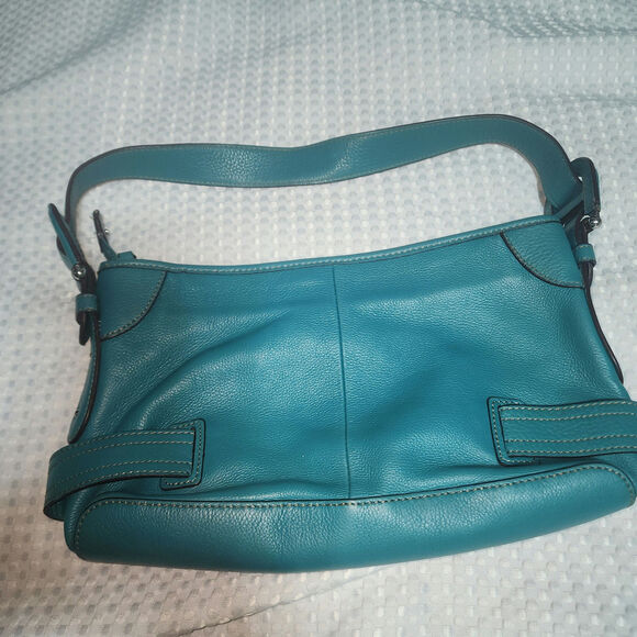 EITENNE AIGNER VINTAGE EUC TEAL LEATHER HOBO BAG - Picture 1 of 6